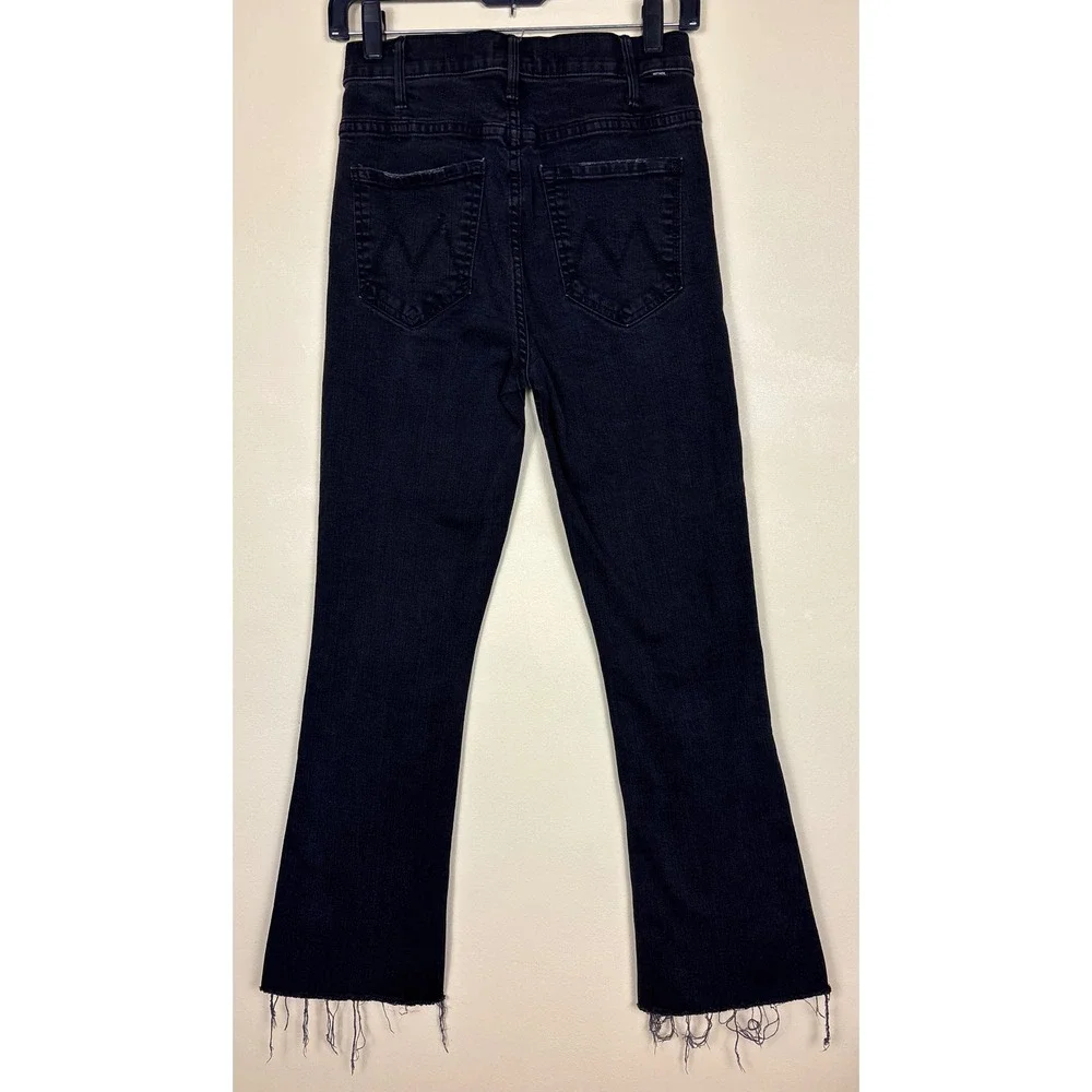 MOTHER Hustler Ankle Fray Jeans Not Guilty Black Women Size 26 High Waist‎ Denim